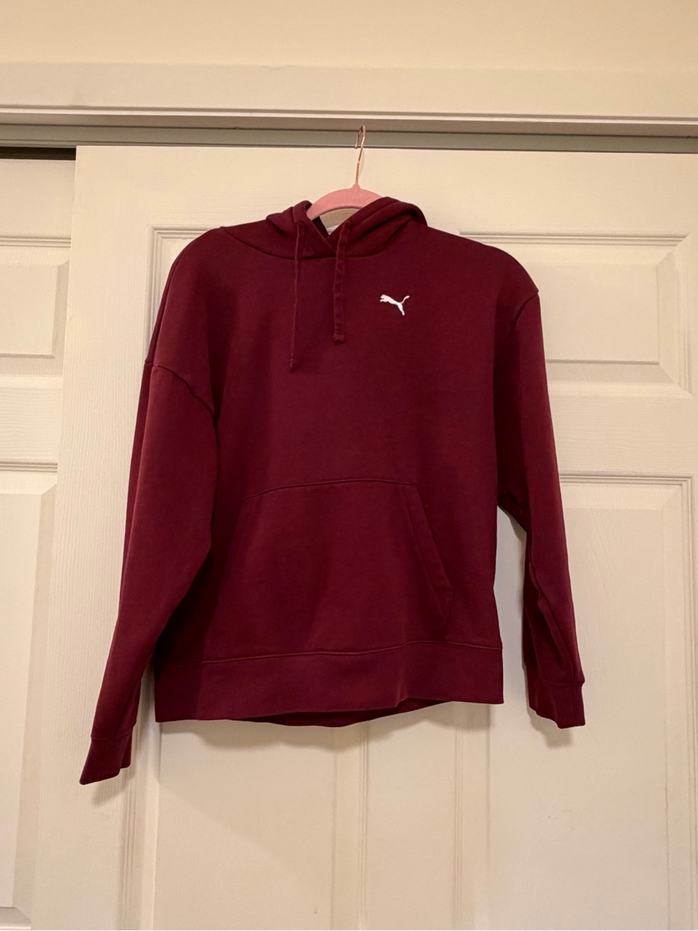 Puma Maroon Women's Pullover Hoodie with White Logo